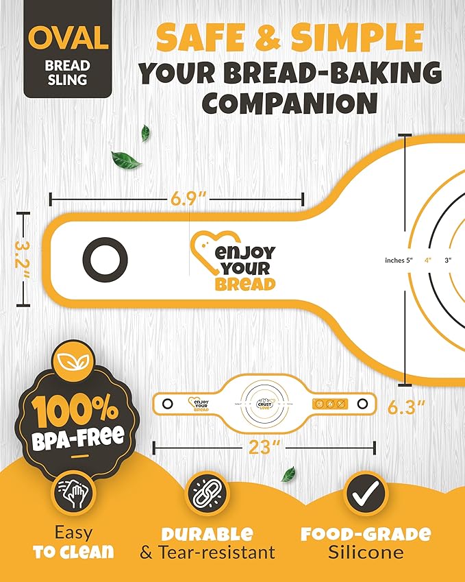 Silicone Bread Sling for Dutch Oven – Non-Stick Sourdough Sling & Baking Mat – Reusable & Easy to Clean – Heat Resistant to 480°F – Silicone Sourdough Sling for Artisan Bread Baking Supplies