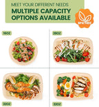 100 Piece (50 Pack) Food Containers with Lids, 22 oz Meal Prep Containers Reusable Cornstarch Plant-based Lunch Box BPA Free Small Plastic Disposable Take Out Boxes for Salad Microwave & Freezer Safe