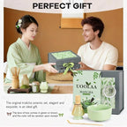Ceremony Matcha Kit with Bamboo Scoop, Whisk, Holder, Sifter, Chawan Ceramic Bowl with Spout, 5 Pcs Green Japanese Matcha Whisk Set - High End Matcha Tea Set Gift for Matcha Lovers and Starters