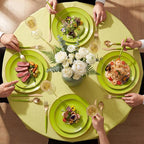 DaYammi 150Pcs Lime Green Plastic Plates & Gold Cutlery with Green Handle,green Disposable Plates with Gold Rim Include 30 Dinner Plate,30 Dessert Plate,30 Knives,30 Forks,30 Spoons for Party Dinner
