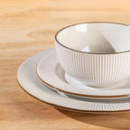 GBHOME Ceramic Dinnerware Sets, 36 pcs Embossed Elegant Stoneware Plates and Bowls Sets, Housewarming Wedding Gift | Dishwasher & Microwave Safe | Dishes Set Service for 12