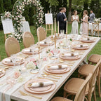 WDF Partyware 175PCS Pink plastic Plates - Pink Disposable Plates 25Guests Disposable Dinnerware Sets with Rolled Napkins for Wedding/Birthday/Baby Shower/Mother's Day