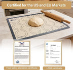 Silicone Baking Mat Set, GUANCI Grade Food Baking mats Non-Stick Reusable Pizza Bakeware Mat for Making Macaroon, Pizza, Cookie, Pastry, Bread, Brown (2PCS-GR)