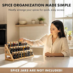 3 Tier Bamboo Spice Rack Organizer for Cabinet – Fits 24 Spice Jars, 17.5” Wide Countertop & Cabinet Organizer for Kitchen Organization, Seasoning Organizer Shelf (Jars Not Included)
