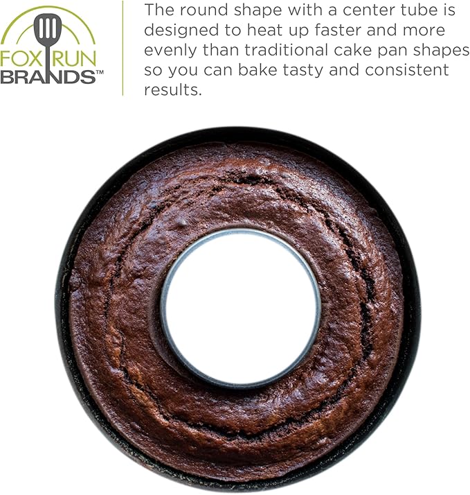 Fox Run French Savarin Cake Mold, Non-Stick Ring Cake Pan, 9.5"