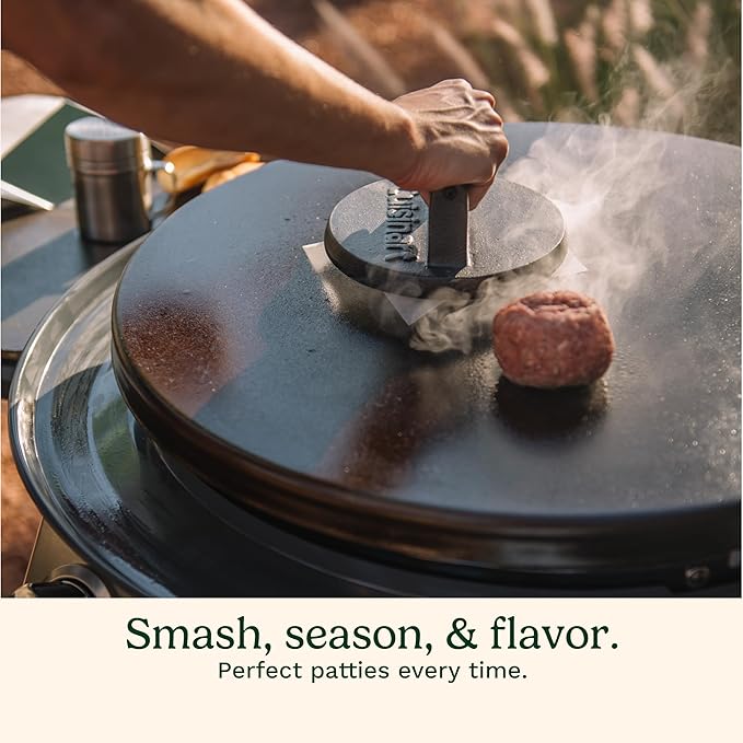 Cuisinart 6.5" Cast Iron Smashed Burger Press,Round Flat Edge Grill Press for Crispy Smash Burgers,Burger Tool for Grill and Griddle Accessories, BBQs and Tailgates,(Pack of 8)