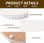 HPC Decor 15in Oval Wooden Tray - White Beaded Serving Tray, Rustic Farmhouse Vintage Centerpiece, Kitchen & Living Room Decor