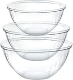 PLASTICPRO Disposable Combo Set of Salad Bowl Includes 4, 48 Ounce 4, 96 oz 4, 150 Ounce Round Crystal Clear Plastic Serving Bowl