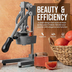 Zulay Kitchen Cast Iron Juicer - Easy-to-Clean Heavy-Duty Manual Juicer, Professional Citrus Juicer - Stainless Steel Lemon Squeezer - Manual Citrus Press & Orange Squeezer - Orange Juicer (Gray)