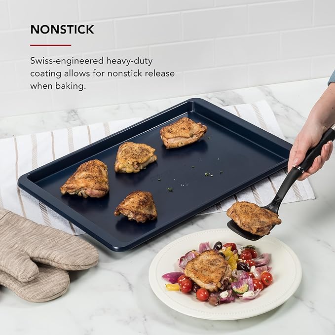 KitchenAid 13x18in Nonstick Aluminized Steel Baking Sheet, Ink Blue