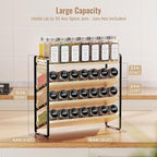 MUDEELA 4 Tier Spice Rack Organizer for Cabinet, Wooden Vertical Spice Shelf, Seasoning Organizer for Countertop, Kitchen, Pantry, Freestanding, 13.4" W × 11.2" H (No Jars Included), Black