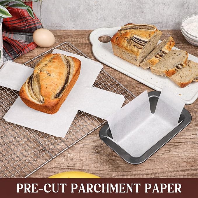 Webake 200Pcs Unbleached Parchment Paper Mini Loaf Pan Liners for 6x3 Small Banana Bread Pan, Original Precut, Non Toxic Baking Papers