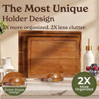 SMIRLY Wood Cutting Boards for Kitchen Wooden Chopping Board Set Reversible with Deep Juice Grooves Grip Handles, Large Charcuterie Tray, Ideal for Chopping Meat Vegetables Teak Wood, 3Pcs with Holder