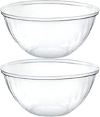 PLASTICPRO Disposable Round Crystal Clear Serving Bowls For Party Snack or Salad, Plastic Clear Chip Bowls, Candy Dish (2, 48 OUNCE)