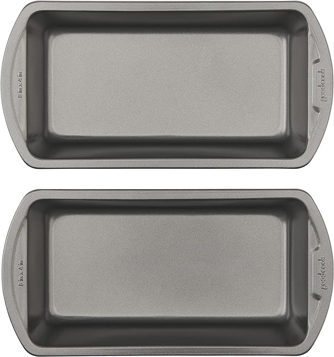 GoodCook Nonstick Loaf Pan 8 x 4-Inch Heavy-Duty Steel Bakeware with Easy-Clean Non-Stick Coating,Oven & Dishwasher Safe Pan for Meatloaf Breads Lasagnas Casseroles & More,Set of 2,Gray,(Pack of 12)
