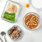 KOMUEE 30 Pieces Glass Food Storage Containers Set, Glass Meal Prep Containers Set with Snap Locking Lids, Airtight Glass lunch Containers, Microwave, Oven, Freezer & Dishwasher,White
