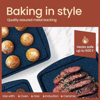 Blue Marble 10-Piece Bakeware Sets, Nonstick Carbon Steel Baking Sheet & Pans, Stackable Space-Saving Bakeware, Dishwasher Safe, Stain-resistant, PFOAPFOSPTFE Free, Oven Safe Up To 450°F (230°C)