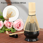 Matcha Whisk Set Matcha Kit - 7 Pcs Japanese Tea Set Includes Matcha Bowl with Spout,Bamboo Whisk with Ceramic Holder,Bamboo Scoop and Rest,Sifter,Tea Towel, for Ceremony Matcha Lovers Gift,Black