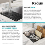 KRAUS Multipurpose Workstation Sink Roll-Up Dish Drying Rack, Colander and Trivet in Aqua, KRM-11AQ
