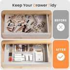 A-LuGei 【46PCS & 5Sizes】 Clear Drawer Organizer,【Hold 277 Items】 Makeup Organizer, Bathroom Organizers and Storage, Organization and Storage, Organizer Bins for Office Vanity Kitchen Tool Trays