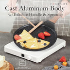ESLITE LIFE 11 Inch Crepe Pan with Spreader, Nonstick Granite Coating Dosa Pan, Roti Tawa Comal Para Tortillas Pancake Griddle Pan, Induction Compatible, PTFE & PFOA Free, Black (Pack of 2)