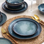 AmorArc Ceramic Dinnerware Sets,Handmade Reactive Glaze Stoneware Plates and Bowls Sets,Highly Scratch Resistant | Dishwasher & Microwave Safe Dishes Set,Service for 6 (18pc)