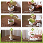 HELPLX Matcha Whisk Set, 10-Piece Japanese Matcha Kit with Bowl, Whisk & Holder, 2 Tea Cups, Bamboo Scoop, Spoon, Sifter, Scoop Rest & Tea Towel – White Matcha Tea Set for Ceremony or Daily Use