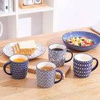 Selamica 10 OZ Coffee Mugs Set of 4, Small Coffee Cups Ceramic with Handle, Coffee Mug for Cappuccino Latte Cocoa Milk Tea, Dishwasher Microwave Safe,Vintage Blue
