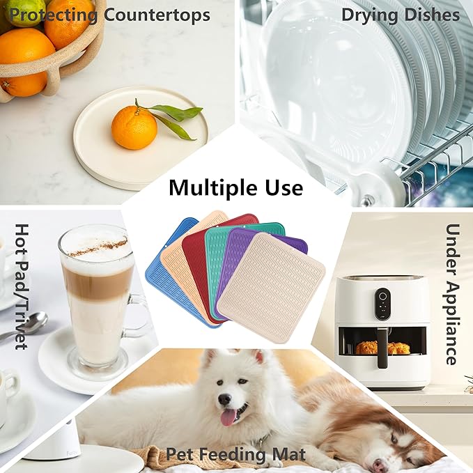 ZLR Large Silicone Dish Drying Mat (16" x 18") - XL Heavy Duty Drainboard Mat for Pots, Pans & Family Loads - Heat Resistant Trivet & Counter Protector, Easy Clean (Milk White)