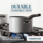 Farberware Cookstart DiamondMax Nonstick Straining Saucepan, Dishwasher Safe, 3 Quart, Silver