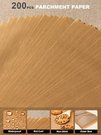 SMARTAKE 200 Pcs Parchment Paper Baking Sheets, 9x13 Inches Non-Stick Precut Baking Parchment, for Baking Grilling Steaming Bread Cup Cake Cookie and More (Unbleached)