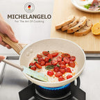 MICHELANGELO Frying Pans Nonstick - 12 Inch Frying Pan with Lid, Large 12 Inch Skillet with Ergonomic Handle, Non-Toxic Fry Pan - All Cooktops Compatible