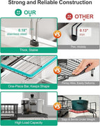 GSlife Expandable Dish Drying Rack for Kitchen Counter, Large Capacity 2-in-1 Rust Resistant Dish Drainer with Swivel Spout and Pull Out Over Sink Extension, 16.7" W x 12.6"-22.4" L, Black