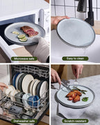 Famiware Star 18-Piece Reactive Glaze Plates and Bowls Sets, Service for 6 - Stoneware Dinnerware with Trim, Modern Rustic Dishes, Chip & Scratch Resistant, Microwave & Dishwasher Safe, Smoky Blue
