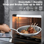 FogDream Non Stick Frying Pans, 8 Inch Stainless Steel Skillet with Tempered Glass Lid Tri-Ply Stainless Steel for All Cooktops, Dishwasher & Oven-Safe Cooking Pan, Stay-Cool Handle, Silver