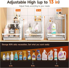 Sevenblue 2 Packs Under Sink Organizer, Height Adjustable 3 Tier Under Kitchen Sink Organizer, Multi-Purpose Storage Shelf for Kitchen Bathroom Cabinet (White, Large)