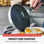 GreenPan x Bobby Flay Stainless Steel 8” & 10” Frying Pan Skillet Set, Professional Grade Tri-Ply, Multiclad, PFAS-Free Ceramic Nonstick, Induction Suitable, Dishwasher & Oven Safe, Stay Cool Handle