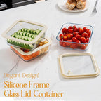 Urban Green Glass Food Container Set with Glass Lid, 3 Pack, Food Storage Containers Set, Airtight, LeakProof, 100% Plastic Free, Meal Prep Containers (White Color)