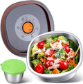 KTKUDY Stainless Steel Salad Bowl with Lid & Dressing Cup - 50 oz Leakproof Salad Container for Meal Prep & Lunch To Go, Dishwasher Safe