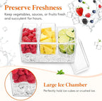 Lifewit Taco Bar Serving Set for Party with 3 x 20 oz Containers & Components, Ice Chilled Condiment Caddy Organizer, Garnish Serving Tray Platter for Mimosa Bar Accessories, Fruit, Salad, Food