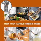 Silicone Cooking Utensil Set, Umite Chef Kitchen Utensils 15pcs Cooking Utensils Set Non-stick Silicone Rose Gold Handle Cooking Tools Whisk Kitchen Tools Set -Grey