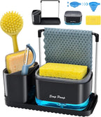 Bestseek Kitchen Soap Dispenser Set with Tray and Sponge Holder, Sink Caddy Organizer with Dishcloth and Dish Brush Holder, for Countertop Storage Organize - Practical Kitchen Gadgets