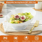 Goodluck 12 Pack White Plastic Serving Bowls for Party - 20 OZ Angled Disposable Serving Bowls for Wedding Party Chip, Candy, Salad & Fruit