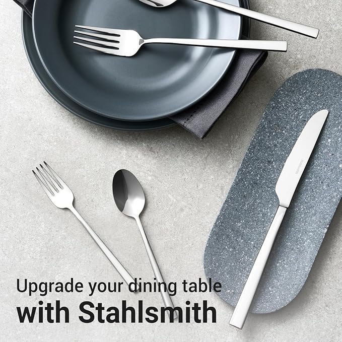 Essen Flatware Set for 8, 40-Piece 18/10 Stainless Steel Silverware Set, Modern Cutlery Set with Mirror Finish, Dishwasher Safe Kitchen Utensil Set, Mother’s Day Gift