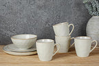 famiware Coffee Mugs Set of 4, Ocean Round 11.5oz Coffee Cup Set with Handle for Cocoa, Milk, Hot Chocolate, Tea or Water, Stoneware Cups for Kitchen, Microwave Dishwasher Safe, Cappuccino White