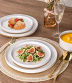AmorArc Ceramic Dinnerware Set for 4 | Speckled Stoneware Plates and Bowls with unglazed terracotta | Scratch Resistant, Dishwasher & Microwave Safe Dishes Sets- 12-Pcs Milk White