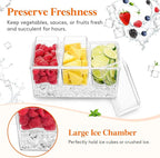Lifewit 2 Pack Taco Bar Serving Set for Party with 3 x 20 oz Containers, Ice Chilled Condiment Caddy Organizer, Garnish Serving Tray Platter for Mimosa Bar Accessories, Fruit, Salad, Food
