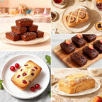 FUNBAKY Mini Loaf Pans with Metal Frame - Silicone Mini Bread Loaf Pans 8-Cavity BPA Free Nonstick for Baking Banana Bread, Cakes, Brownies, Meatloaf 2 Pack