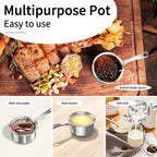 Macevia Mini Sauce Pan with Lid,Stainless Steel Butter Warmer Small Pot, For All Stoves Multipurpose Use for Home Kitchen or Restaurant (10.8oz/320ml) - Silver