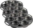 Lodge Seasoned Cast Iron Mini Cake Pan, 7 Impressions (Pack of 3)